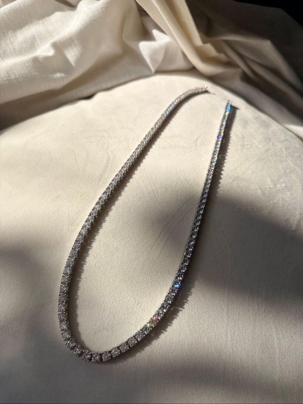 24” Super Sparkly Cubic Zirconia Tennis Necklace Silver Tone CZ